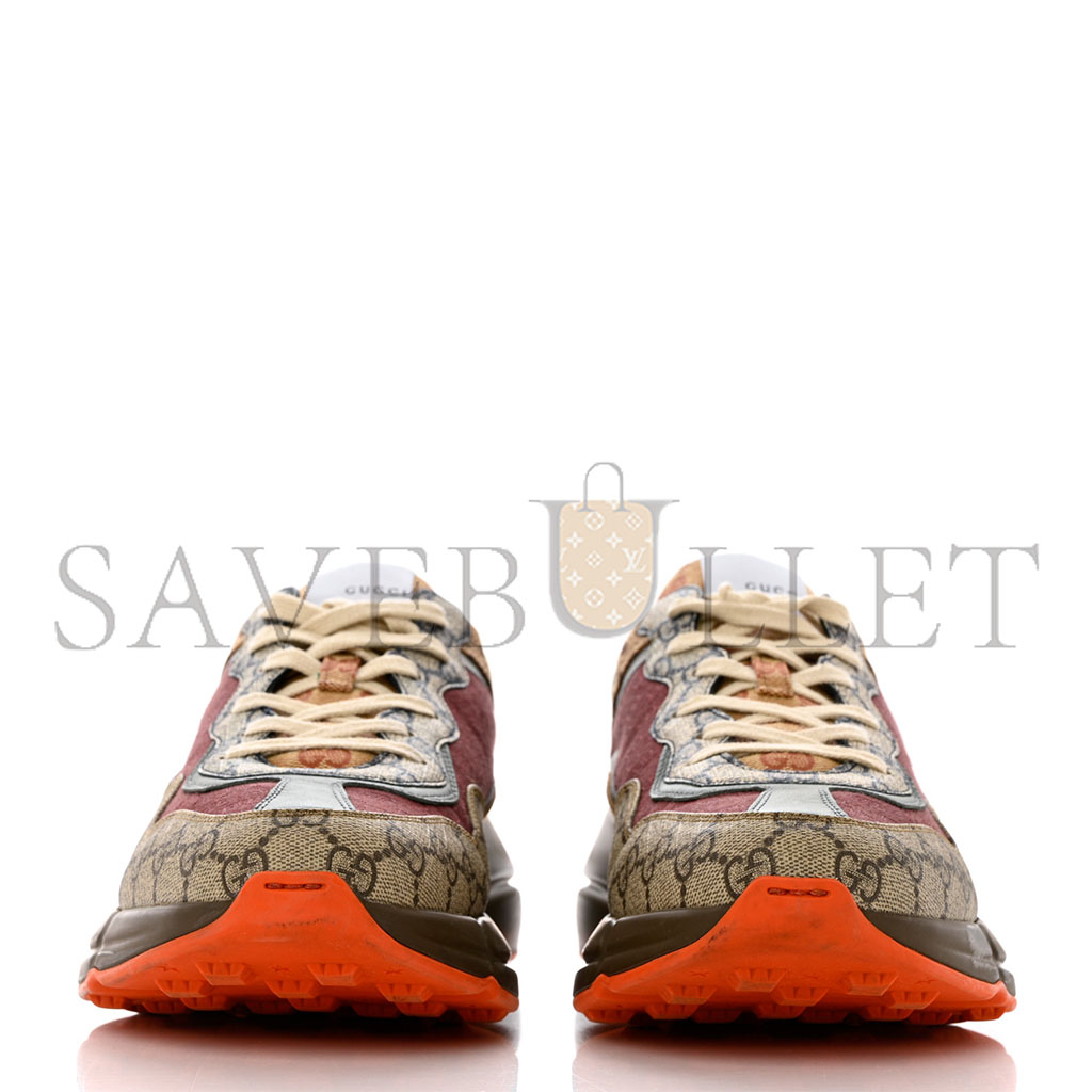 g*u*i gg S*p*e monogram mix monogram mens rhyton sneakers 12 bordeaux beige ebony 1156612